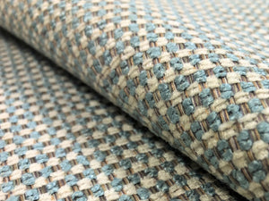 Designer Beige Aqua Blue Cream Water & Stain Resistant Geometric Soft Upholstery Fabric