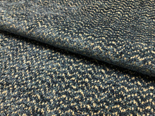 Load image into Gallery viewer, 3/4 Yd Designer Navy Blue Taupe Chevron Chenille Upholstery Fabric