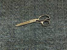 Load image into Gallery viewer, 3/4 Yd Designer Navy Blue Taupe Chevron Chenille Upholstery Fabric