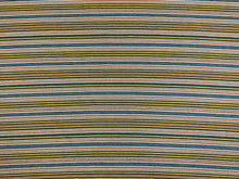 Load image into Gallery viewer, 1 3/4 Yd Designer Orange Brown Yellow White Blue Stripe Upholstery Drapery Fabric