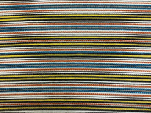Load image into Gallery viewer, 1 3/4 Yd Designer Orange Brown Yellow White Blue Stripe Upholstery Drapery Fabric