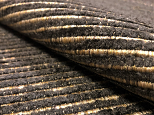 Designer Heavy Duty Brown Beige Chenille Stripe Upholstery Fabric