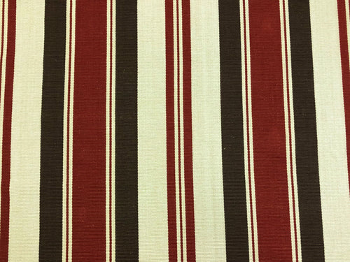 1 1/3 Yd Designer Beige Rusty Brown Red Stripe Upholstery Fabric
