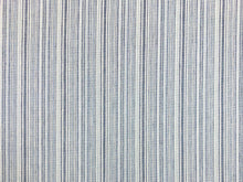 Load image into Gallery viewer, Designer Aqua Navy Blue Cream Stripe Linen Upholstery Fabric