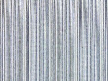 Load image into Gallery viewer, Designer Aqua Navy Blue Cream Stripe Linen Upholstery Fabric