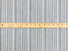 Load image into Gallery viewer, Designer Aqua Navy Blue Cream Stripe Linen Upholstery Fabric