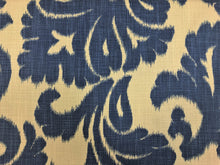 Load image into Gallery viewer, 1 3/4 Yd French Blue Beige Linen Cotton Kravet Floral Upholstery Drapery Fabric