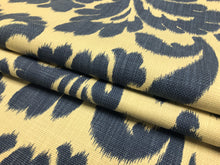 Load image into Gallery viewer, 1 3/4 Yd French Blue Beige Linen Cotton Kravet Floral Upholstery Drapery Fabric