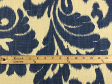 Load image into Gallery viewer, 1 3/4 Yd French Blue Beige Linen Cotton Kravet Floral Upholstery Drapery Fabric