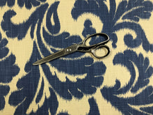 Load image into Gallery viewer, 1 3/4 Yd French Blue Beige Linen Cotton Kravet Floral Upholstery Drapery Fabric