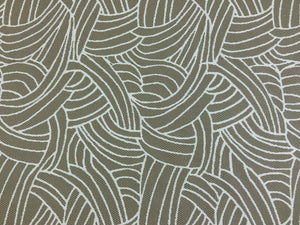 Designer Water & Stain Resistant Indoor Outdoor Taupe Off White Abstract Upholstery Drapery Fabric