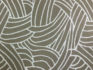 Designer Water & Stain Resistant Indoor Outdoor Taupe Off White Abstract Upholstery Drapery Fabric