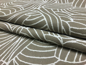 Designer Water & Stain Resistant Indoor Outdoor Taupe Off White Abstract Upholstery Drapery Fabric