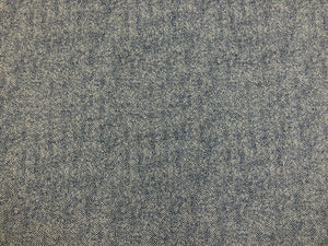 Designer Water & Stain Resistant Linen Viscose Navy Blue Cream MCM Mid Century Modern Herringbone Upholstery Fabric