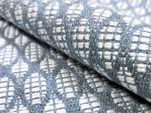 Load image into Gallery viewer, Aqua Slate Blue Grey White Water &amp; Stain Resistant Woven Geometric Upholstery Drapery Fabric