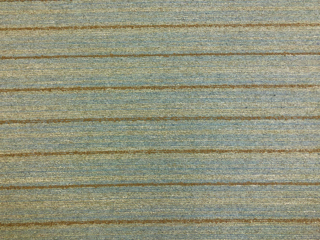 Designer Blue Taupe Brown Stripe Rustic Upholstery Fabric
