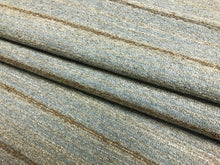 Load image into Gallery viewer, Designer Blue Taupe Brown Stripe Rustic Upholstery Fabric