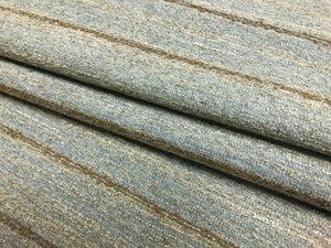 Designer Blue Taupe Brown Stripe Rustic Upholstery Fabric