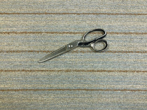 Designer Blue Taupe Brown Stripe Rustic Upholstery Fabric