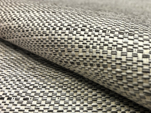 Designer Linen Charcoal Grey Black Cream MCM Tweed Upholstery Drapery Fabric