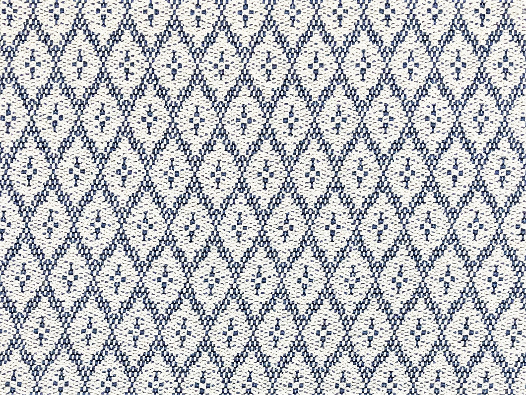 1.3 Yds of Schumacher Olmsted Indoor Outdoor Blue White Geometric Diamond Upholstery Fabric