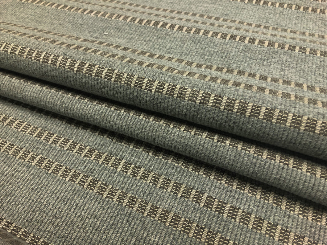 Designer Grey Taupe Rustic Woven Stripe Upholstery Fabric