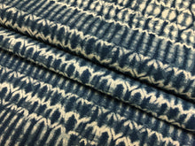 Load image into Gallery viewer, 1 3/4 Yd Designer Navy Blue White Tie Dye Ethnic Ikat Upholstery Drapery Fabric
