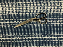 Load image into Gallery viewer, 1 3/4 Yd Designer Navy Blue White Tie Dye Ethnic Ikat Upholstery Drapery Fabric
