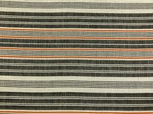 Load image into Gallery viewer, Designer Performance Charcoal Grey Ivory Orange Stripe Woven Upholstery Fabric