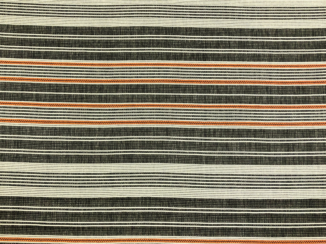 Designer Performance Charcoal Grey Ivory Orange Stripe Woven Upholstery shops Fabric WHS693