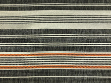 Load image into Gallery viewer, Designer Performance Charcoal Grey Ivory Orange Stripe Woven Upholstery Fabric