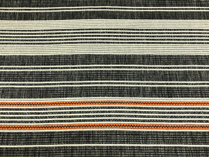 Designer Performance Charcoal Grey Ivory Orange Stripe Woven Upholstery Fabric