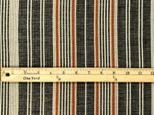 Load image into Gallery viewer, Designer Performance Charcoal Grey Ivory Orange Stripe Woven Upholstery Fabric