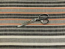 Load image into Gallery viewer, Designer Performance Charcoal Grey Ivory Orange Stripe Woven Upholstery Fabric