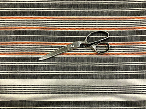 Designer Performance Charcoal Grey Ivory Orange Stripe Woven Upholstery Fabric