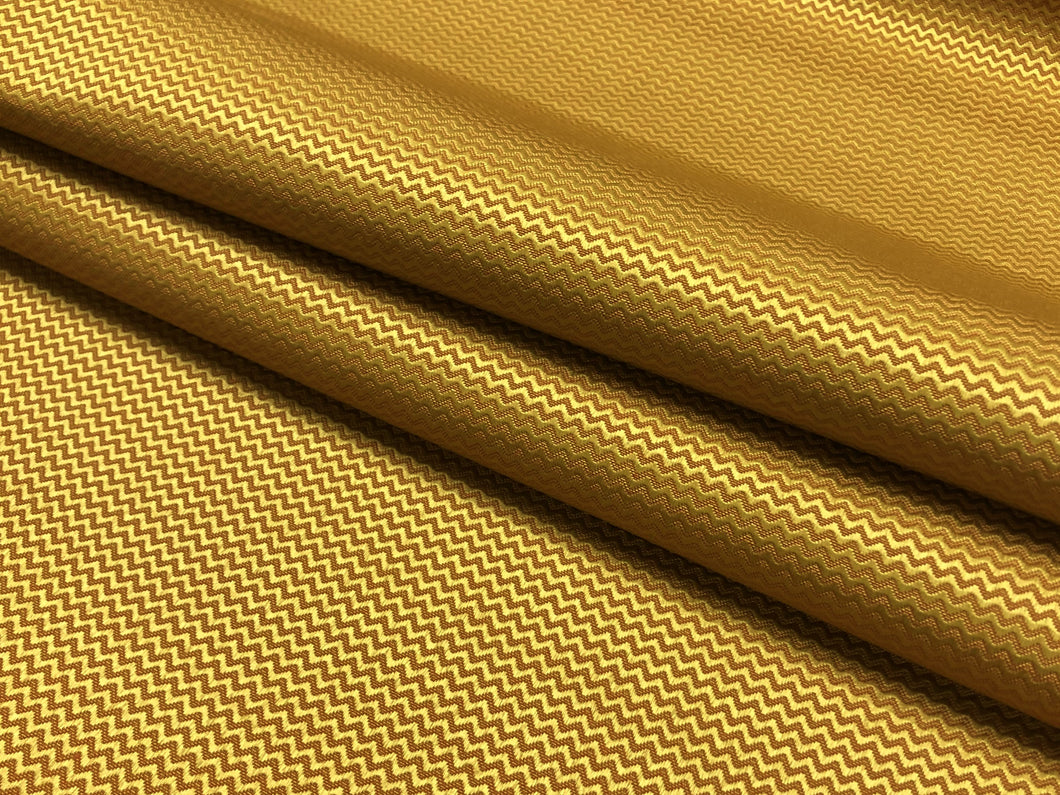 1 1/2 Yd Designer Water & Stain Resistant Copper Gold Small Scale Chevron Upholstery Fabric