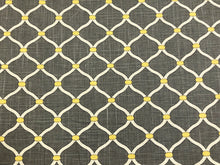 Load image into Gallery viewer, Mill Creek Grey Yellow Ivory Trellis Geometric Linen Fabric