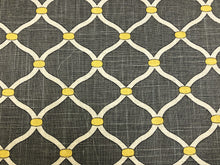 Load image into Gallery viewer, Mill Creek Grey Yellow Ivory Trellis Geometric Linen Fabric