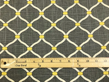 Load image into Gallery viewer, Mill Creek Grey Yellow Ivory Trellis Geometric Linen Fabric