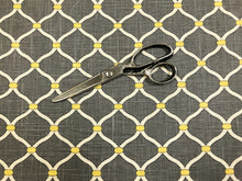 Load image into Gallery viewer, Mill Creek Grey Yellow Ivory Trellis Geometric Linen Fabric