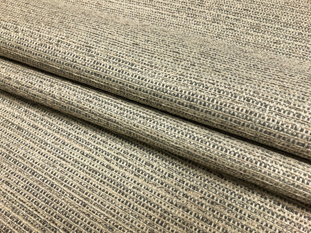 Designer Water & Stain Resistant Grey Cream MCM Mid Century Modern Tweed Upholstery Fabric