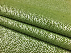 Designer Indoor Outdoor Lime Green Off White MCM Mid Century Modern Herringbone Upholstery Drapery Fabric