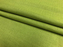 Load image into Gallery viewer, Designer Linen Viscose Lime Green Cream Herringbone MCM Mid Century Modern Upholstery Fabric