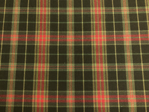 1 1/2 Yd Designer Brown Red Green Tartan Plaid Upholstery Drapery Fabric