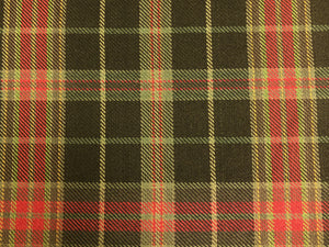 1 1/2 Yd Designer Brown Red Green Tartan Plaid Upholstery Drapery Fabric