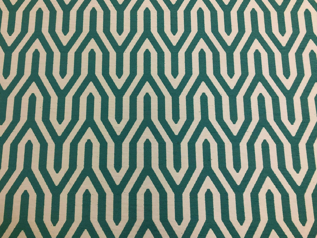 Brentano Dynamo Hydro Aqua Blue Off White Geometric Upholstery Fabric