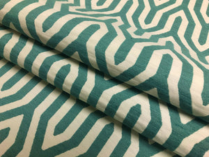 Brentano Dynamo Hydro Aqua Blue Off White Geometric Upholstery Fabric