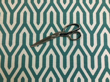 Load image into Gallery viewer, Brentano Dynamo Hydro Aqua Blue Off White Geometric Upholstery Fabric