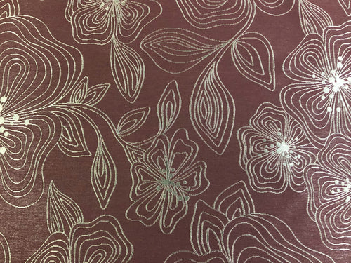 Designer Water & Stain Resistant Plum Silver Floral Botanical Upholstery Fabric