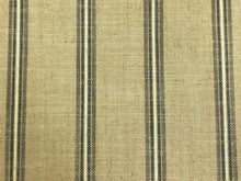 Load image into Gallery viewer, 1 3/4 Yd Designer Nautical Beige Grey Linen Stripe Upholstery Fabric